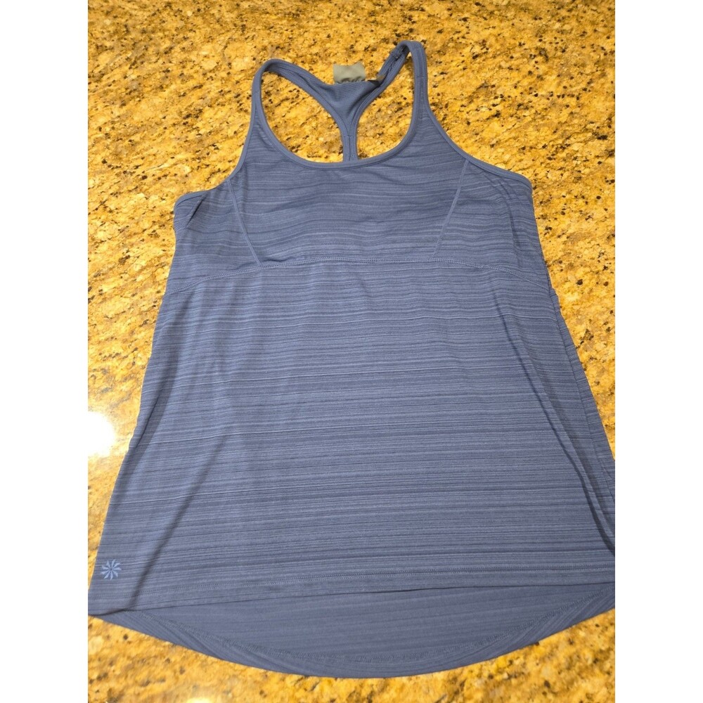 Athleta Tank Women's Size Large Blue Stripe Racerback Activewear Top